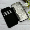 کیف گوشی iPhone 12 آیفون الکترو استاتیک Wallet Case مگ سیف دار Magsafe اورجینال محافظ لنز دار گلسی مشکی کد 126406