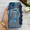 کیف گوشی iPhone 12 آیفون الکترو استاتیک Wallet Case مگ سیف دار Magsafe اورجینال محافظ لنز دار گلسی سرمه ای کد 126407
