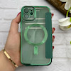 کیف گوشی iPhone 12 آیفون الکترو استاتیک Wallet Case مگ سیف دار Magsafe اورجینال محافظ لنز دار گلسی سبز کد 126408