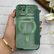 کیف گوشی iPhone 12 آیفون الکترو استاتیک Wallet Case مگ سیف دار Magsafe اورجینال محافظ لنز دار گلسی سبز کد 126408