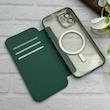 کیف گوشی iPhone 12 آیفون الکترو استاتیک Wallet Case مگ سیف دار Magsafe اورجینال محافظ لنز دار گلسی سبز کد 126408