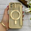 کیف گوشی iPhone 12 آیفون الکترو استاتیک Wallet Case مگ سیف دار Magsafe اورجینال محافظ لنز دار گلسی طلایی کد 126409