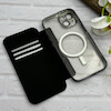 کیف گوشی iPhone 13 آیفون الکترو استاتیک Wallet Case مگ سیف دار Magsafe اورجینال محافظ لنز دار گلسی مشکی کد 126411