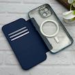 کیف گوشی iPhone 14 آیفون الکترو استاتیک Wallet Case مگ سیف دار Magsafe اورجینال محافظ لنز دار گلسی سرمه ای کد 126415