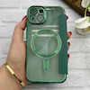 کیف گوشی iPhone 14 آیفون الکترو استاتیک Wallet Case مگ سیف دار Magsafe اورجینال محافظ لنز دار گلسی سبز کد 126416
