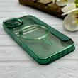 کیف گوشی iPhone 14 آیفون الکترو استاتیک Wallet Case مگ سیف دار Magsafe اورجینال محافظ لنز دار گلسی سبز کد 126416