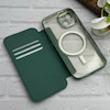 کیف گوشی iPhone 14 آیفون الکترو استاتیک Wallet Case مگ سیف دار Magsafe اورجینال محافظ لنز دار گلسی سبز کد 126416