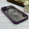 کیف گوشی iPhone 14 آیفون الکترو استاتیک Wallet Case مگ سیف دار Magsafe اورجینال محافظ لنز دار گلسی بنفش کد 126417