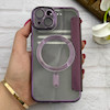 کیف گوشی iPhone 14 آیفون الکترو استاتیک Wallet Case مگ سیف دار Magsafe اورجینال محافظ لنز دار گلسی بنفش کد 126417