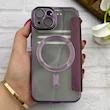 کیف گوشی iPhone 14 آیفون الکترو استاتیک Wallet Case مگ سیف دار Magsafe اورجینال محافظ لنز دار گلسی بنفش کد 126417