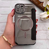 کیف گوشی iPhone 14 آیفون الکترو استاتیک Wallet Case مگ سیف دار Magsafe اورجینال محافظ لنز دار گلسی مشکی کد 126418