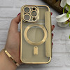 کیف گوشی iPhone 14 Pro آیفون الکترو استاتیک Wallet Case مگ سیف دار Magsafe اورجینال محافظ لنز دار گلسی طلایی کد 126420