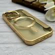 کیف گوشی iPhone 14 Pro آیفون الکترو استاتیک Wallet Case مگ سیف دار Magsafe اورجینال محافظ لنز دار گلسی طلایی کد 126420