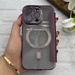 کیف گوشی iPhone 14 Pro آیفون الکترو استاتیک Wallet Case مگ سیف دار Magsafe اورجینال محافظ لنز دار گلسی بنفش کد 126421