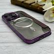 کیف گوشی iPhone 14 Pro آیفون الکترو استاتیک Wallet Case مگ سیف دار Magsafe اورجینال محافظ لنز دار گلسی بنفش کد 126421