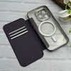کیف گوشی iPhone 14 Pro آیفون الکترو استاتیک Wallet Case مگ سیف دار Magsafe اورجینال محافظ لنز دار گلسی بنفش کد 126421