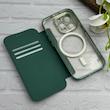 کیف گوشی iPhone 14 Pro آیفون الکترو استاتیک Wallet Case مگ سیف دار Magsafe اورجینال محافظ لنز دار گلسی سبز کد 126422