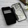 کیف گوشی iPhone 14 Pro آیفون الکترو استاتیک Wallet Case مگ سیف دار Magsafe اورجینال محافظ لنز دار گلسی مشکی کد 126423