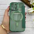 کیف گوشی iPhone 13 Pro آیفون الکترو استاتیک Wallet Case مگ سیف دار Magsafe اورجینال محافظ لنز دار گلسی سبز کد 126428