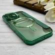 کیف گوشی iPhone 13 Pro آیفون الکترو استاتیک Wallet Case مگ سیف دار Magsafe اورجینال محافظ لنز دار گلسی سبز کد 126428