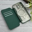 کیف گوشی iPhone 13 Pro آیفون الکترو استاتیک Wallet Case مگ سیف دار Magsafe اورجینال محافظ لنز دار گلسی سبز کد 126428