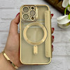 کیف گوشی iPhone 13 Pro آیفون الکترو استاتیک Wallet Case مگ سیف دار Magsafe اورجینال محافظ لنز دار گلسی طلایی کد 126429