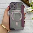 کیف گوشی iPhone 11 Pro آیفون الکترو استاتیک Wallet Case مگ سیف دار Magsafe اورجینال محافظ لنز دار گلسی بنفش کد 126432