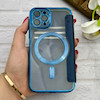 کیف گوشی iPhone 11 Pro آیفون الکترو استاتیک Wallet Case مگ سیف دار Magsafe اورجینال محافظ لنز دار گلسی سرمه ای کد 126434