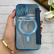 کیف گوشی iPhone 11 Pro آیفون الکترو استاتیک Wallet Case مگ سیف دار Magsafe اورجینال محافظ لنز دار گلسی سرمه ای کد 126434