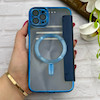 کیف گوشی iPhone 11 Pro Max آیفون الکترو استاتیک Wallet Case مگ سیف دار Magsafe اورجینال محافظ لنز دار گلسی سرمه ای کد 126435