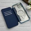 کیف گوشی iPhone 11 Pro Max آیفون الکترو استاتیک Wallet Case مگ سیف دار Magsafe اورجینال محافظ لنز دار گلسی سرمه ای کد 126435