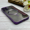 کیف گوشی iPhone 11 Pro Max آیفون الکترو استاتیک Wallet Case مگ سیف دار Magsafe اورجینال محافظ لنز دار گلسی بنفش کد 126439