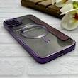 کیف گوشی iPhone 11 Pro Max آیفون الکترو استاتیک Wallet Case مگ سیف دار Magsafe اورجینال محافظ لنز دار گلسی بنفش کد 126439