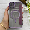 کیف گوشی iPhone 11 Pro Max آیفون الکترو استاتیک Wallet Case مگ سیف دار Magsafe اورجینال محافظ لنز دار گلسی بنفش کد 126439
