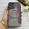 کیف گوشی iPhone 12 Pro Max آیفون الکترو استاتیک Wallet Case مگ سیف دار Magsafe اورجینال محافظ لنز دار گلسی بنفش کد 126440