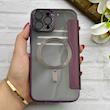 کیف گوشی iPhone 12 Pro Max آیفون الکترو استاتیک Wallet Case مگ سیف دار Magsafe اورجینال محافظ لنز دار گلسی بنفش کد 126440