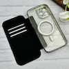 کیف گوشی iPhone 13 Pro Max آیفون الکترو استاتیک Wallet Case مگ سیف دار Magsafe اورجینال محافظ لنز دار گلسی مشکی کد 126446
