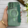 کیف گوشی iPhone 13 Pro Max آیفون الکترو استاتیک Wallet Case مگ سیف دار Magsafe اورجینال محافظ لنز دار گلسی سبز کد 126447
