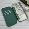 کیف گوشی iPhone 13 Pro Max آیفون الکترو استاتیک Wallet Case مگ سیف دار Magsafe اورجینال محافظ لنز دار گلسی سبز کد 126447