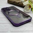 کیف گوشی iPhone 13 Pro Max آیفون الکترو استاتیک Wallet Case مگ سیف دار Magsafe اورجینال محافظ لنز دار گلسی بنفش کد 126448