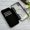 کیف گوشی iPhone XS Max آیفون الکترو استاتیک Wallet Case مگ سیف دار Magsafe اورجینال محافظ لنز دار گلسی مشکی کد 126457
