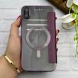 کیف گوشی iPhone XS Max آیفون الکترو استاتیک Wallet Case مگ سیف دار Magsafe اورجینال محافظ لنز دار گلسی بنفش کد 126458