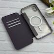 کیف گوشی iPhone XS Max آیفون الکترو استاتیک Wallet Case مگ سیف دار Magsafe اورجینال محافظ لنز دار گلسی بنفش کد 126458