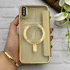 کیف گوشی iPhone XS Max آیفون الکترو استاتیک Wallet Case مگ سیف دار Magsafe اورجینال محافظ لنز دار گلسی طلایی کد 126459