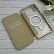 کیف گوشی iPhone XS Max آیفون الکترو استاتیک Wallet Case مگ سیف دار Magsafe اورجینال محافظ لنز دار گلسی طلایی کد 126459