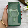 کیف گوشی iPhone XR آیفون الکترو استاتیک Wallet Case مگ سیف دار Magsafe اورجینال محافظ لنز دار گلسی سبز کد 126461