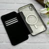 کیف گوشی iPhone XR آیفون الکترو استاتیک Wallet Case مگ سیف دار Magsafe اورجینال محافظ لنز دار گلسی مشکی کد 126463