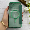 کیف گوشی Galaxy S23 Plus سامسونگ الکترو استاتیک Wallet Case مگ سیف دار Magsafe اورجینال محافظ لنز دار گلسی سبز کد 126483