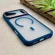قاب گوشی iPhone 17 Pro Max آیفون اورجینال مگ سیف دار یونیک کیس سیلیکونی طلقی مات سرمه ای کد 126532