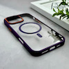 قاب گوشی iPhone 16 Pro Max آیفون اورجینال Orange Line مگ سیف دار طلقی شیشه ای شفاف بنفش تیره کد 126501